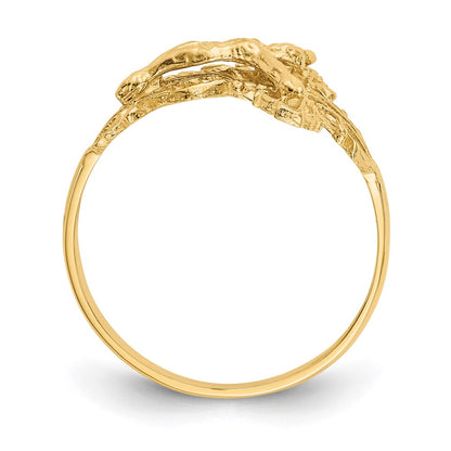 10K Yellow Gold 10K Diamond-Cut Crucifix Ring