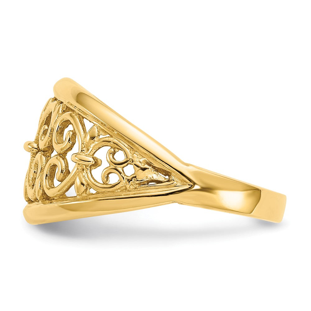 10K Yellow Gold 10K Fleur-De-Lis Tapered Ring