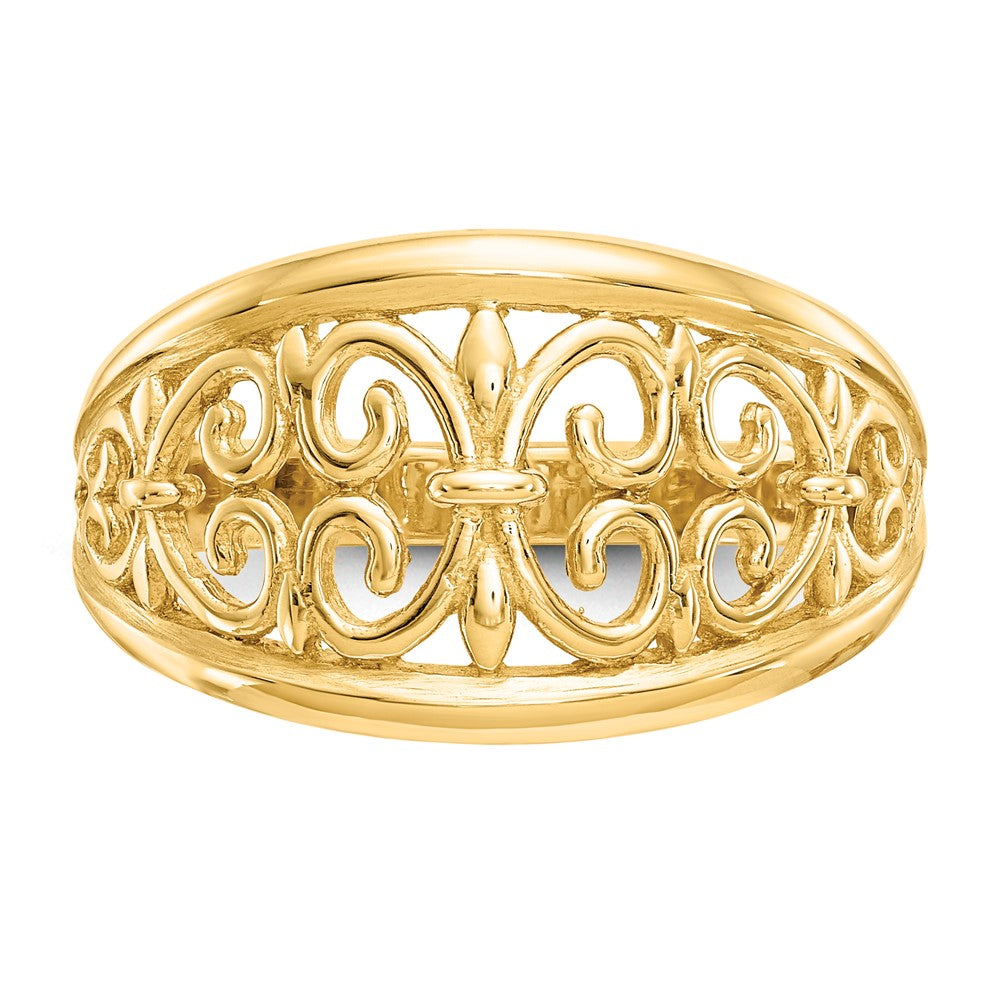 10K Yellow Gold 10K Fleur-De-Lis Tapered Ring