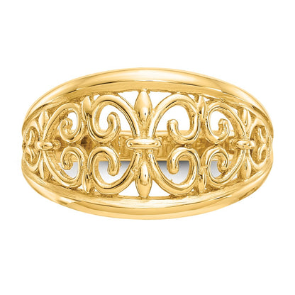 10K Yellow Gold 10K Fleur-De-Lis Tapered Ring
