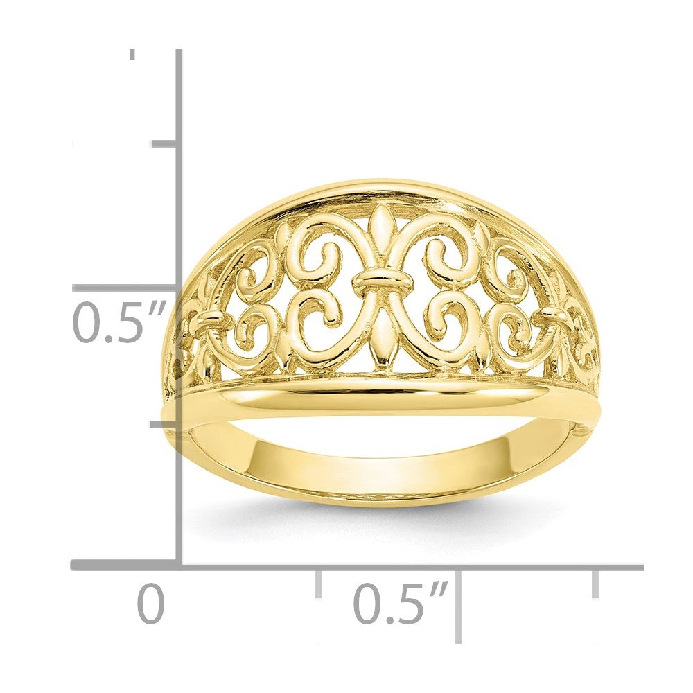 10K Yellow Gold 10K Fleur-De-Lis Tapered Ring