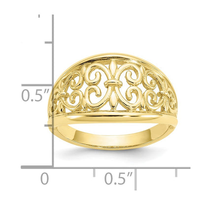 10K Yellow Gold 10K Fleur-De-Lis Tapered Ring
