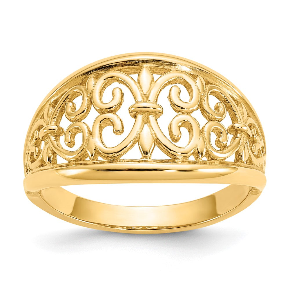10K Yellow Gold 10K Fleur-De-Lis Tapered Ring