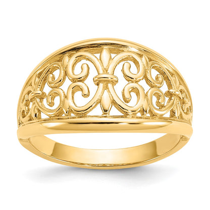 10K Yellow Gold 10K Fleur-De-Lis Tapered Ring