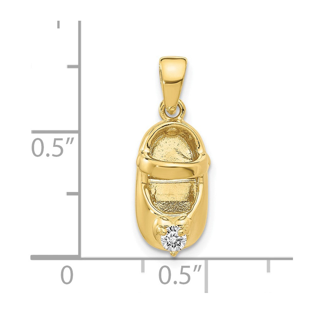 10K Yellow Gold 10K 3-D April/Synthetic Stone Engraveable Baby Shoe Charm
