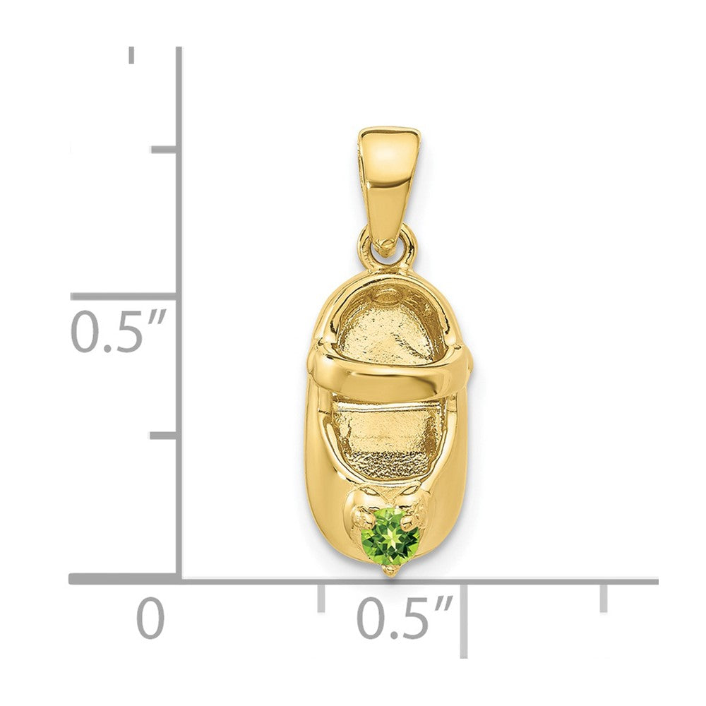 10K Yellow Gold 10K 3-D August/Synthetic Stone Engraveable Baby Shoe Charm