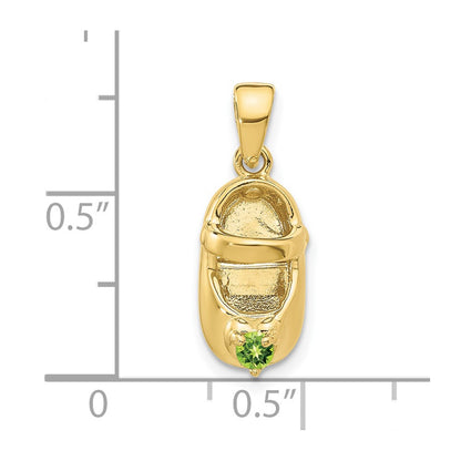 10K Yellow Gold 10K 3-D August/Synthetic Stone Engraveable Baby Shoe Charm
