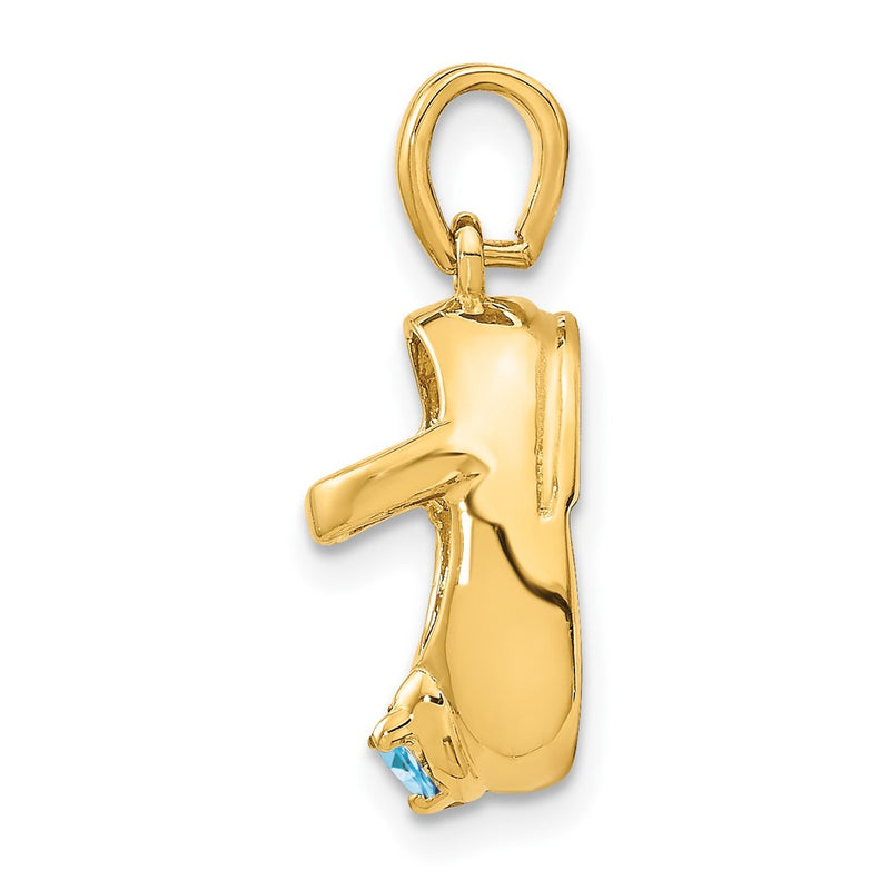 10K Yellow Gold 10K 3-D December/Synthetic Stone Engraveable Baby Shoe Charm