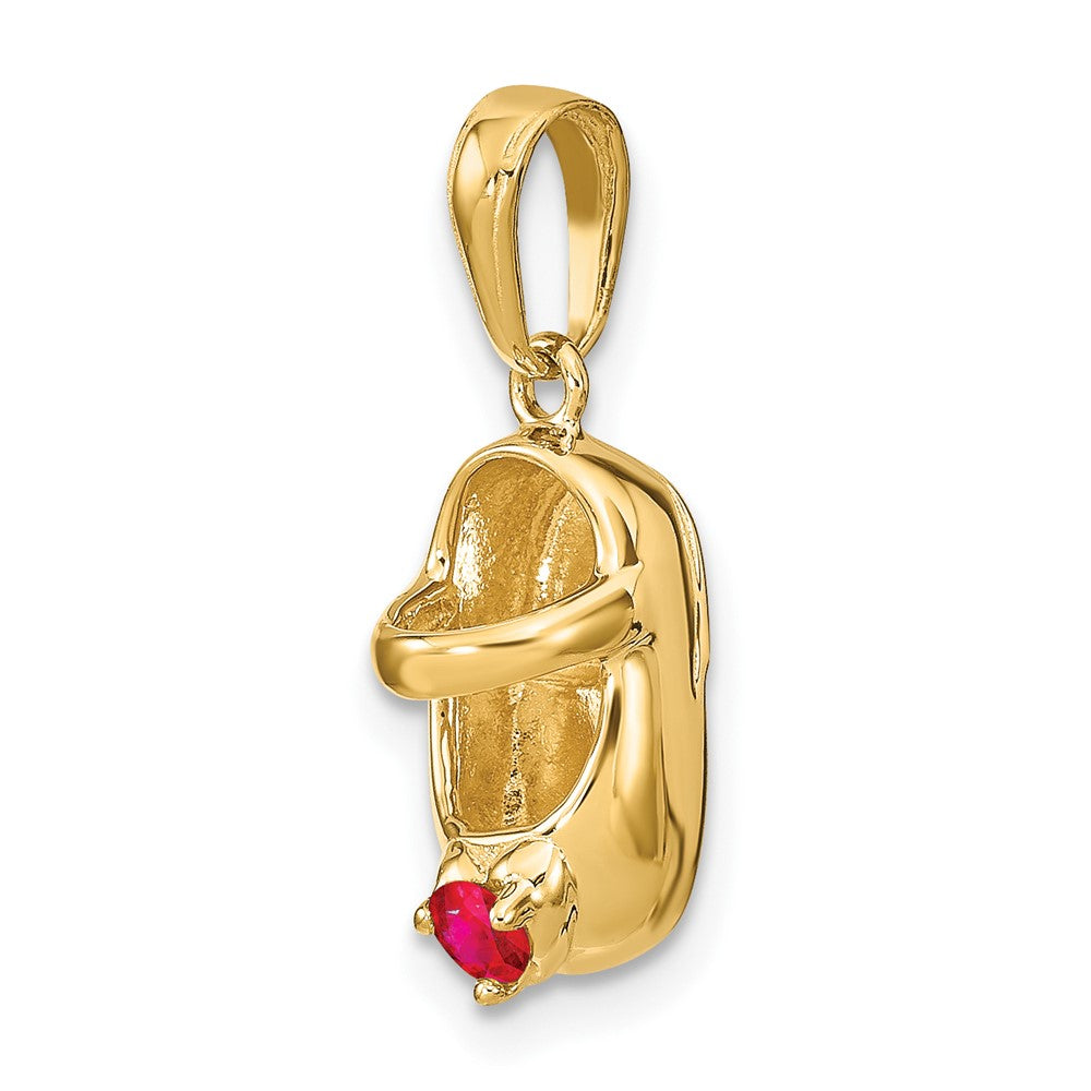 10K Yellow Gold 10K 3-D July/Synthetic Stone Engraveable Baby Shoe Charm