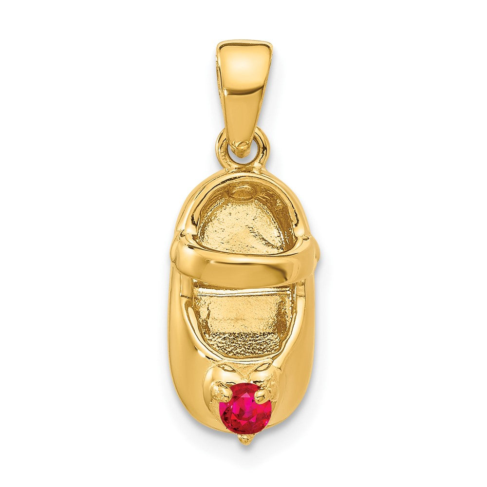 10K Yellow Gold 10K 3-D July/Synthetic Stone Engraveable Baby Shoe Charm