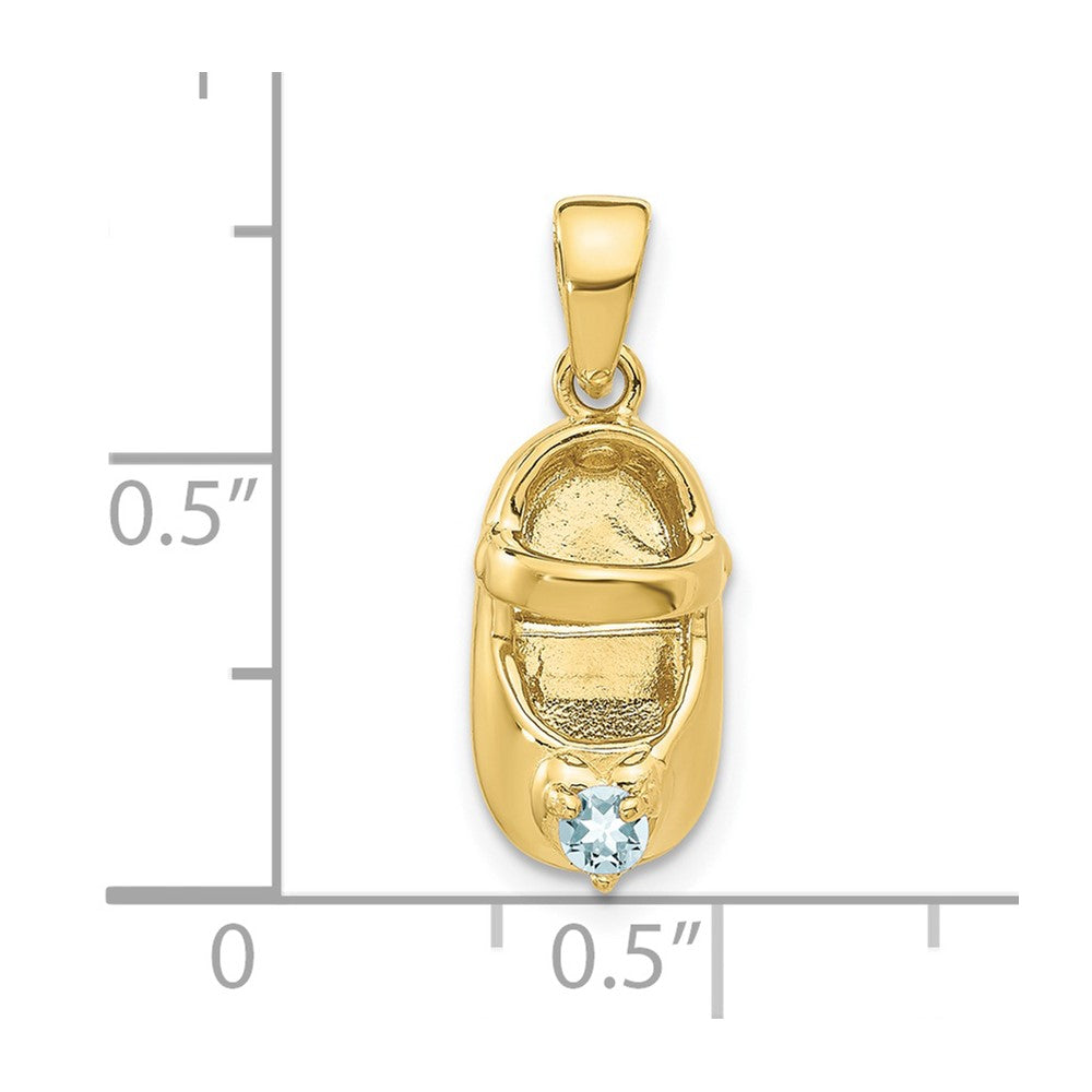 10K Yellow Gold 10K 3-D March/Synthetic Stone Engraveable Baby Shoe Charm