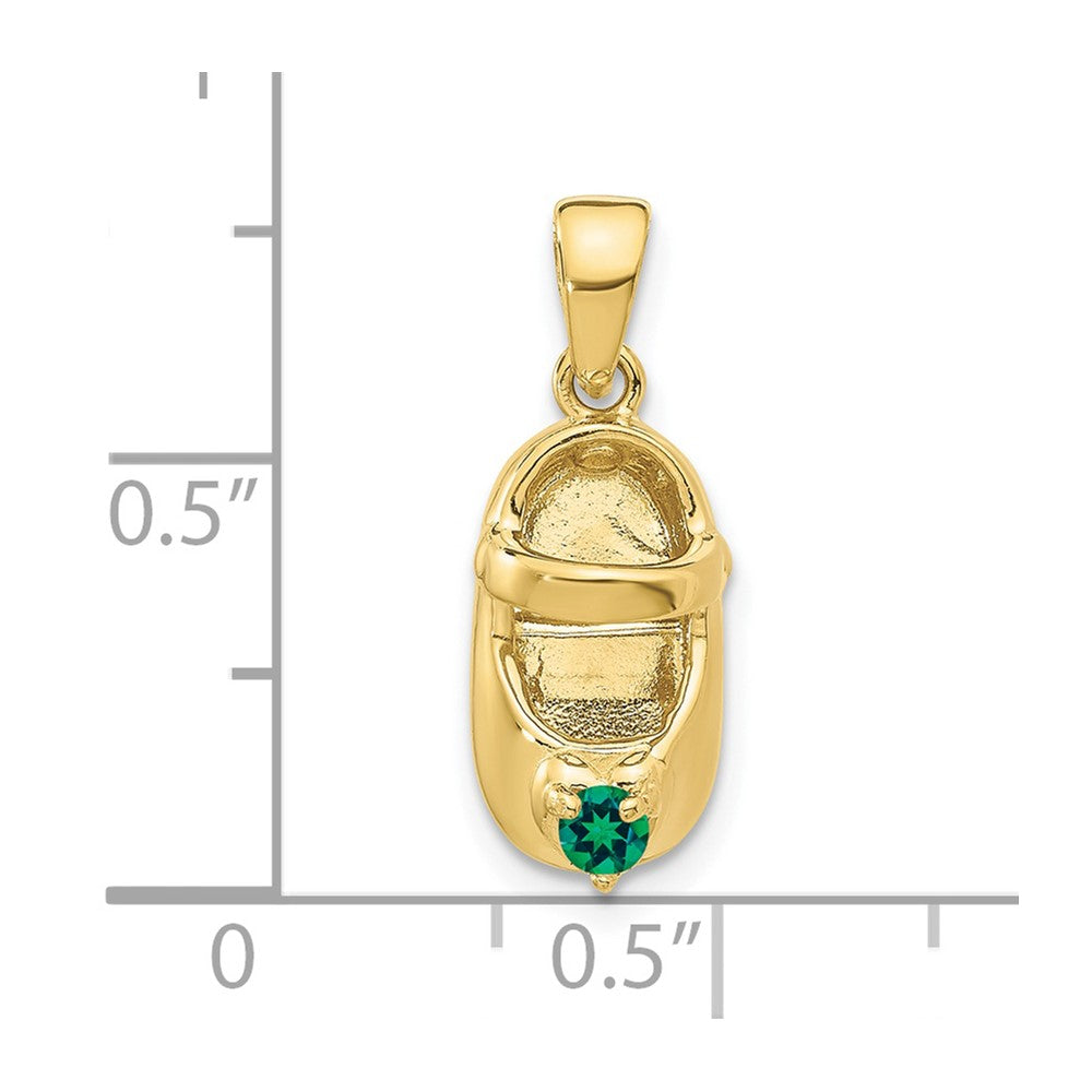 10K Yellow Gold 10K 3-D May/Synthetic Stone Engraveable Baby Shoe Charm