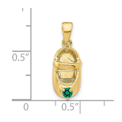 10K Yellow Gold 10K 3-D May/Synthetic Stone Engraveable Baby Shoe Charm