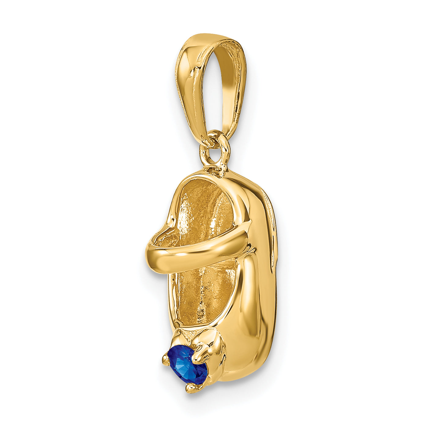 10K Yellow Gold 10K 3-D September/Synthetic Stone Engraveable Baby Shoe Charm
