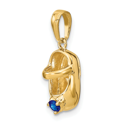 10K Yellow Gold 10K 3-D September/Synthetic Stone Engraveable Baby Shoe Charm