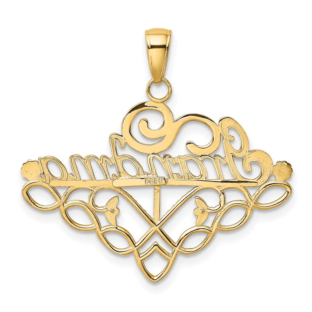 10K Yellow Gold 10K Grandma Birthstone Charm Holder Pendant