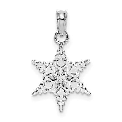 10K White Gold Small Snowflake Pendant