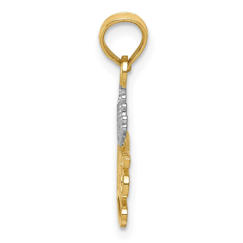 10K Yellow W/Rhodium Princess W/White Crown Charm