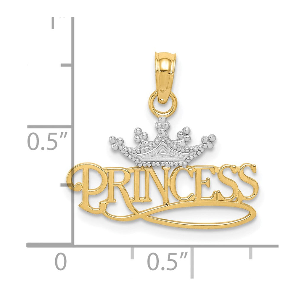 10K Yellow W/Rhodium Princess W/White Crown Charm