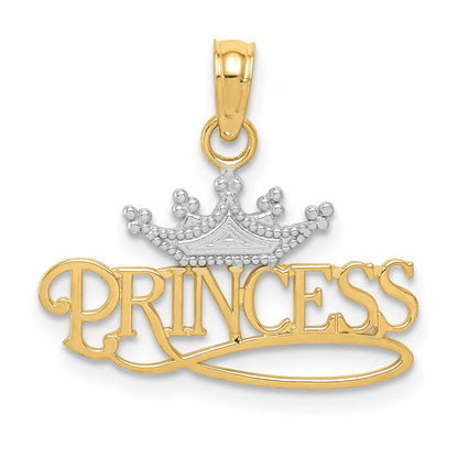 10K Yellow W/Rhodium Princess W/White Crown Charm
