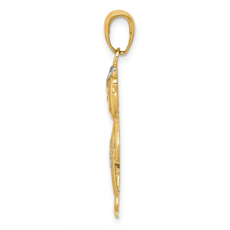 10K Yellow W/Rhodium & Rhodium Boy W/Hands In Pockets Pendant