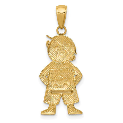 10K Yellow W/Rhodium & Rhodium Boy W/Hands In Pockets Pendant