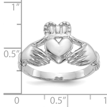 10K White Gold Men'S Claddagh Ring