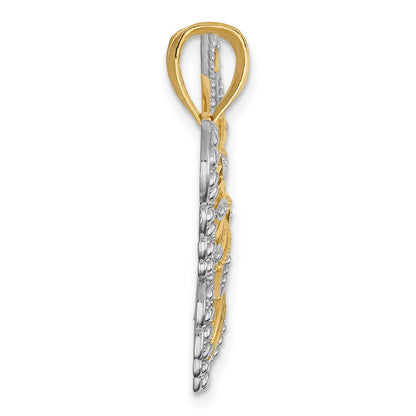 10K Yellow W/Rhodium 10K W/Rhodium Butterfly Pendant