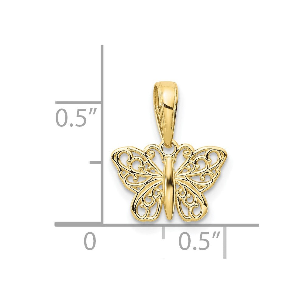 10K Yellow Gold 10K Filigree Butterfly Charm