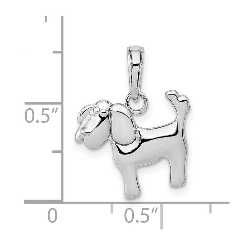 10K White Gold Polished Dog Charm