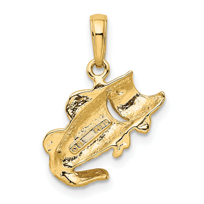 10K Yellow Gold Large Mouth Bass Fish Small Charm