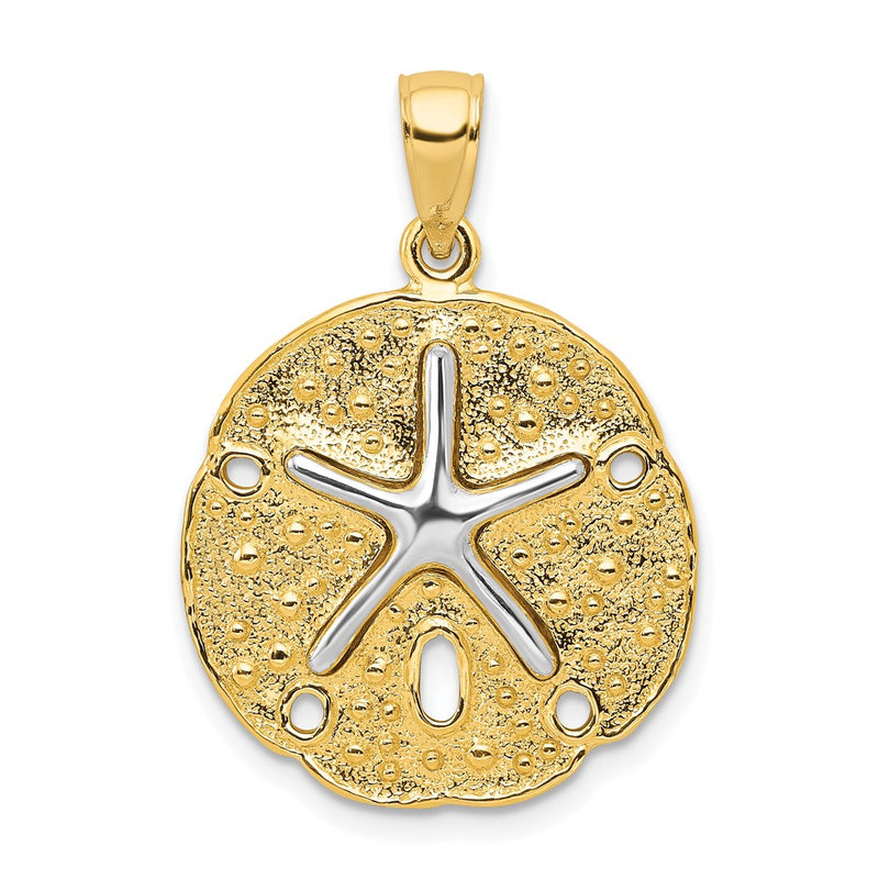 10K Two-Tone Two Tone Sand Dollar W/ Starfish Pendant