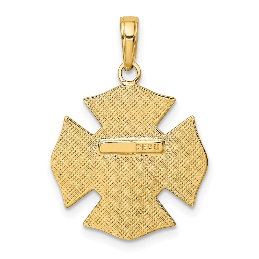 10K Yellow Gold Fire Dept. Maltese Cross Pendant