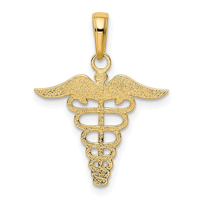 10K Yellow Gold Caduceus Pendant