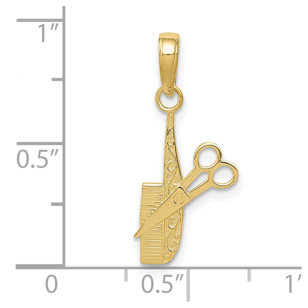 10K Yellow Gold 10K Comb And Scissors Charm