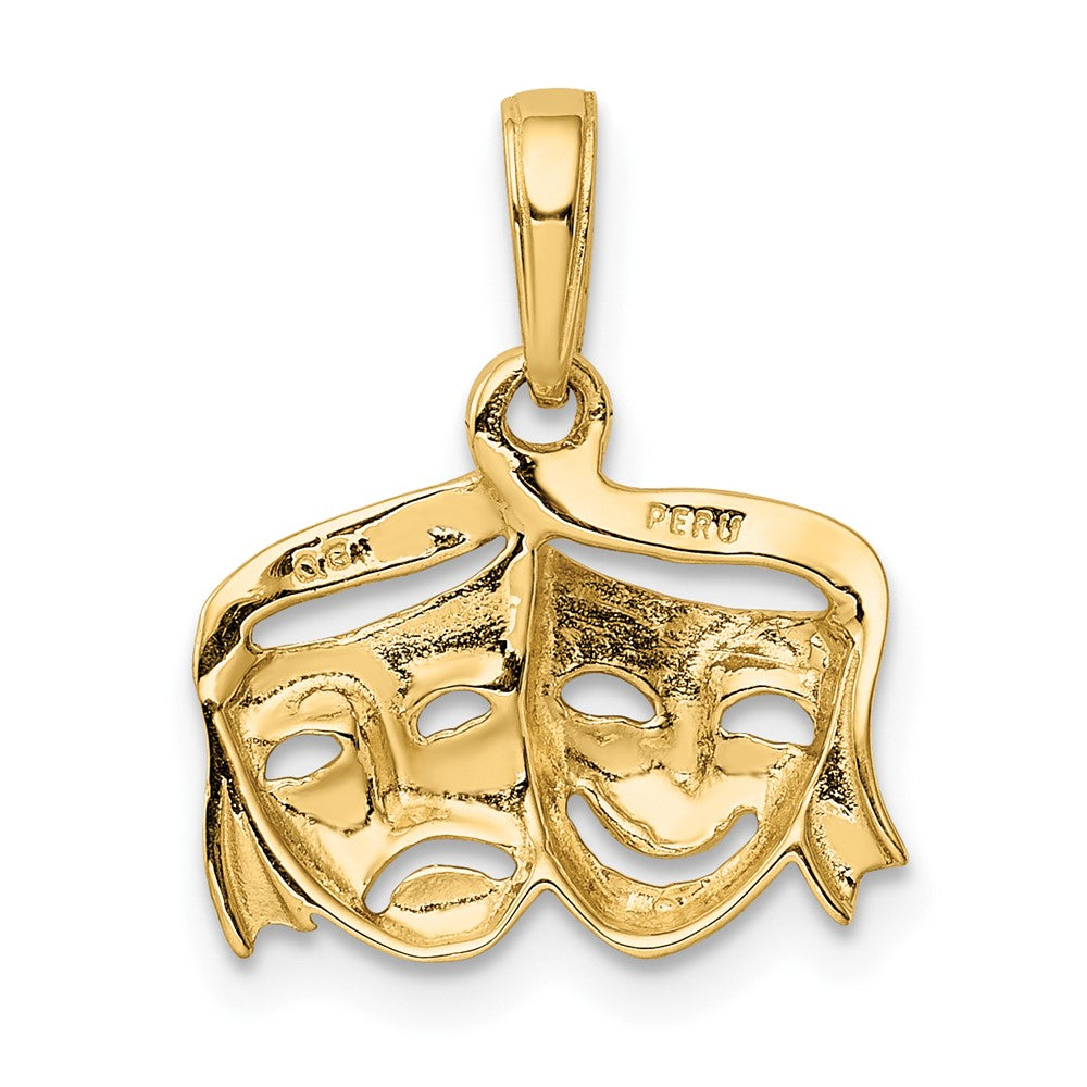 10K Yellow Gold Polished Open-Backed Comedy/Tragedy Pendant