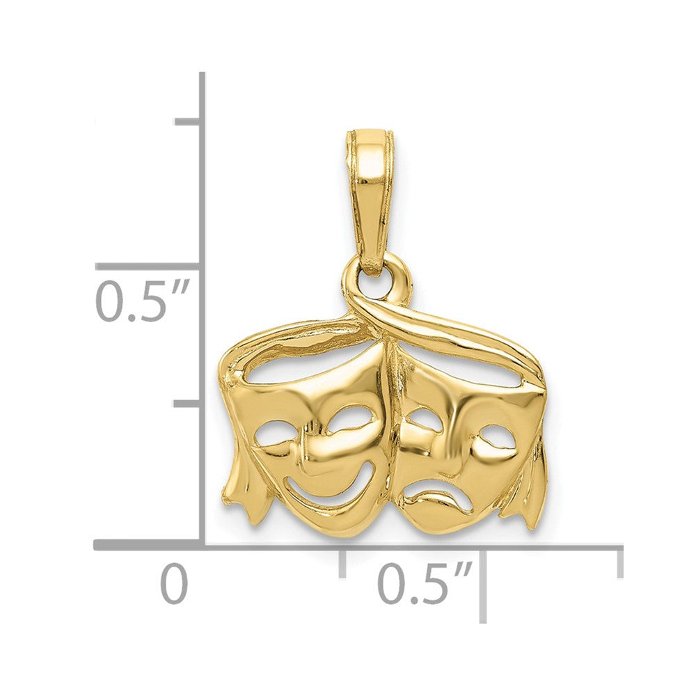 10K Yellow Gold Polished Open-Backed Comedy/Tragedy Pendant