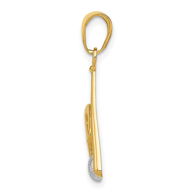 10K Yellow W/Rhodium 10K W/Rhodium Baseball, Bat, And Glove Pendant