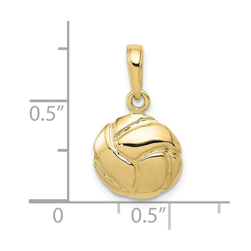 10K Yellow Gold 10K Solid Satin Diamond -Cut Volleyball Charm