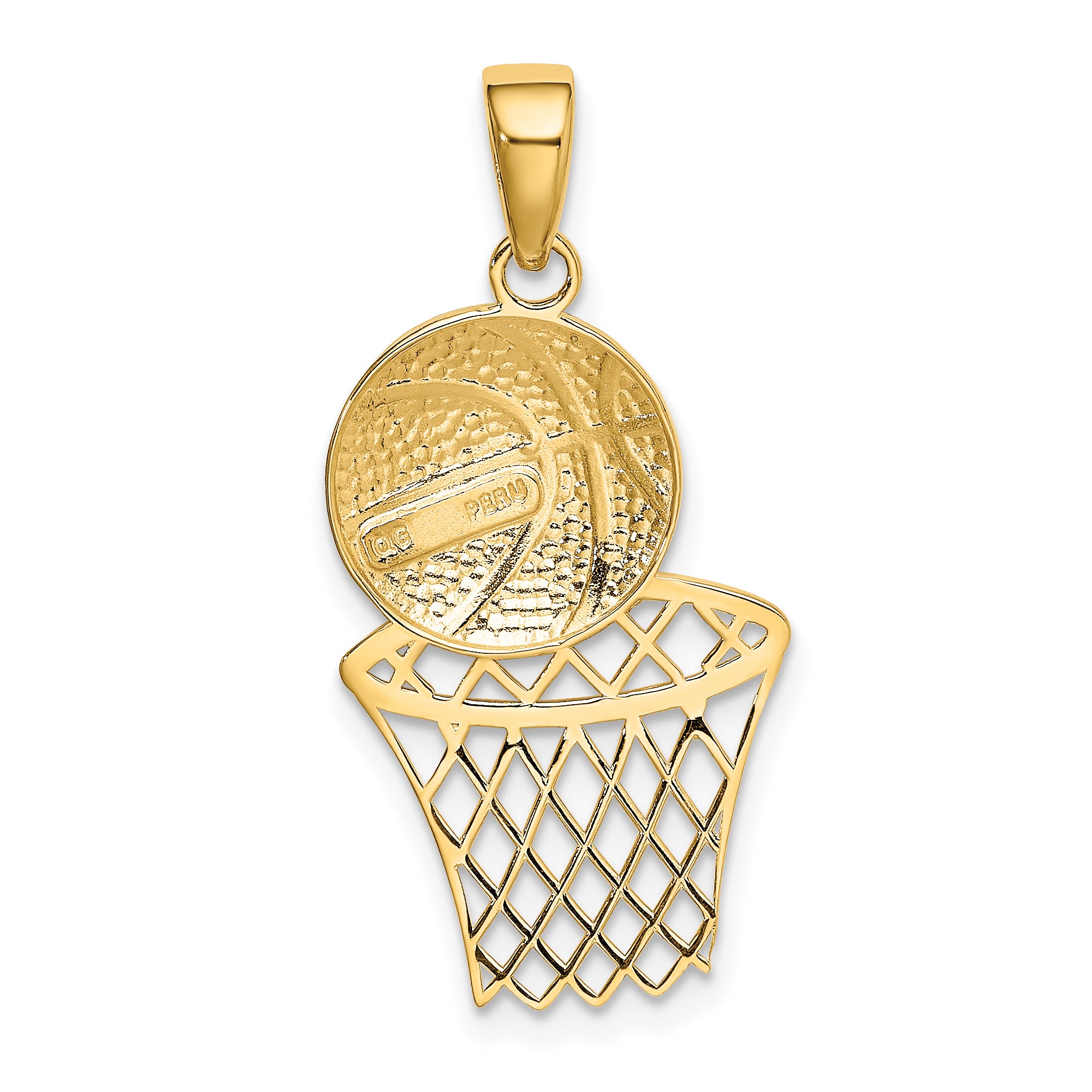 10K Yellow Gold 10K Basketball And Net Pendant