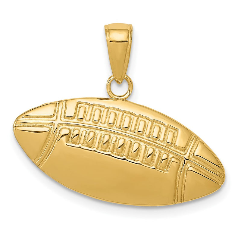 10K Yellow Gold 10K Diamond-Cut Medium Football Charm
