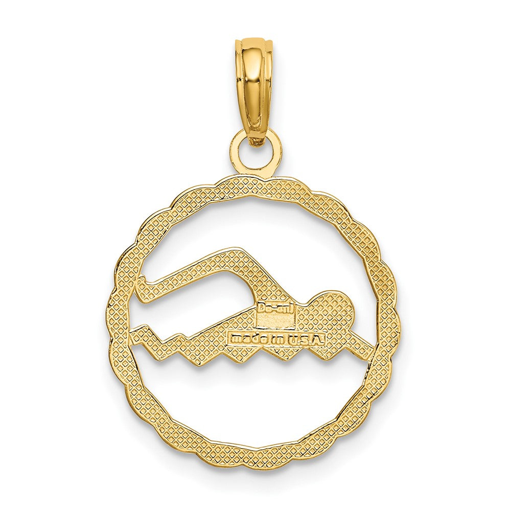 10K Yellow Gold Swimming Inside Frame Pendant