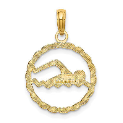 10K Yellow Gold Swimming Inside Frame Pendant