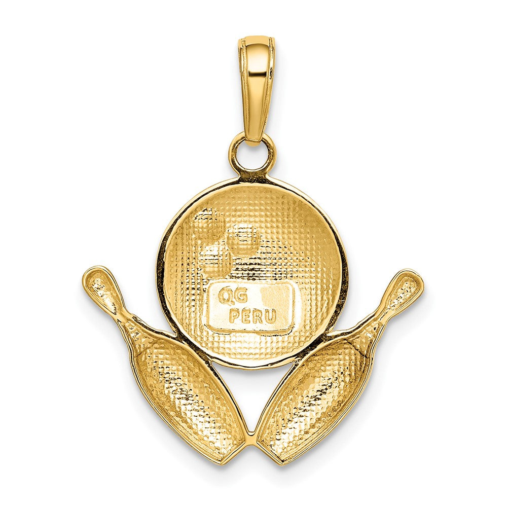 10K Yellow Gold Diamond-Cut Bowling Theme Charm