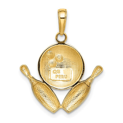 10K Yellow Gold Diamond-Cut Bowling Theme Charm