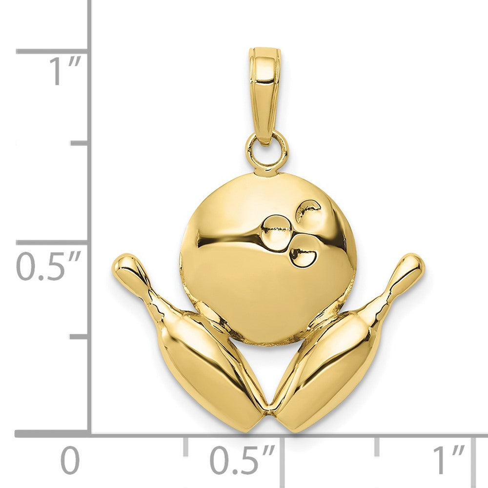 10K Yellow Gold Diamond-Cut Bowling Theme Charm
