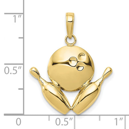 10K Yellow Gold Diamond-Cut Bowling Theme Charm