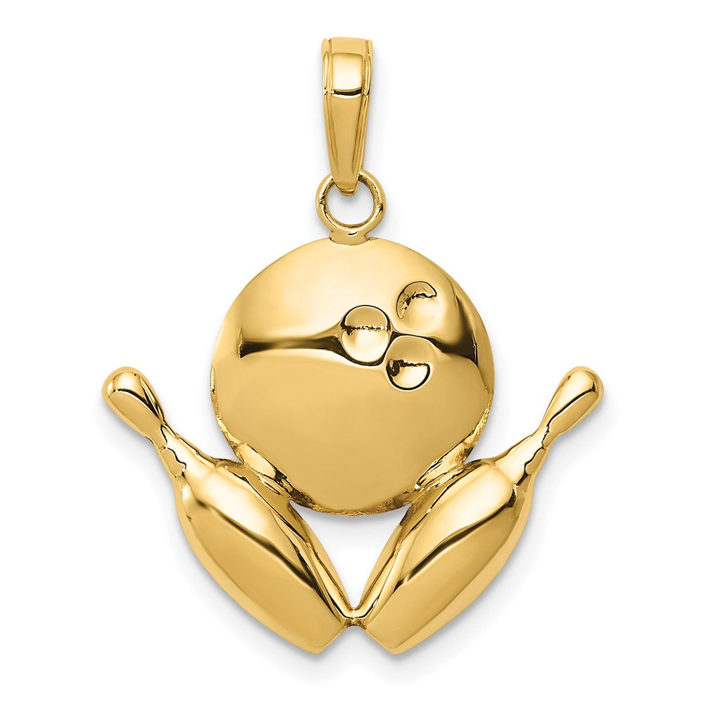 10K Yellow Gold Diamond-Cut Bowling Theme Charm