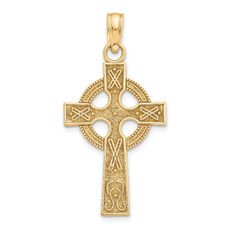 10K Yellow Gold Celtic Cross W/Eternity Circle Pendant
