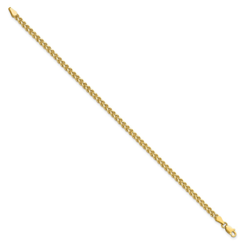 10K Yellow Gold 3.0mm Wide Diamond Cut Double Rope Chain Bracelet